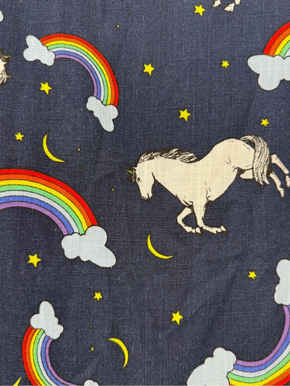 ModCloth Rainbow Unicorn Print Linen Blend Boxy Top Women’s Small Navy - Picture 13 of 13